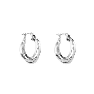 Silver three ring hoop earrings